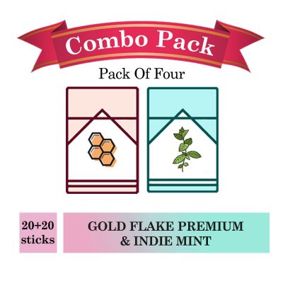 Gold Flake Premium 10 Sticks - 2pkt & Indie Mint 10 Sticks - 2pkt - Combo Pack