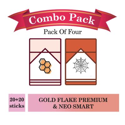 Gold Flake Premium 10 Sticks - 2pkt & Neo Smart 10 Sticks - 2 pkt - Combo Pack